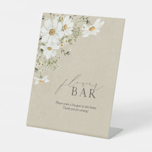 Flower Bar Rustic Watercolor Daisy Bridal Shower Pedestal Sign