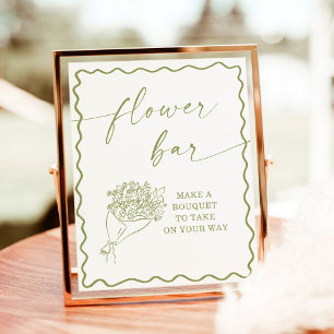 Flower Bar Sign, Farmers Market Bridal Shower Poster