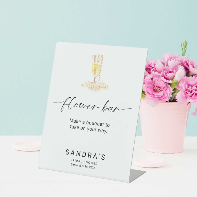 Flower Bar Sign Pearls and Prosecco Bridal Shower (Creator Uploaded)