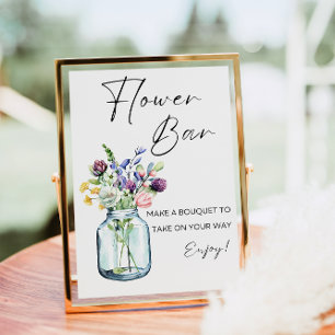 Flower Bar Sign, Wildflower Bouquet Bar Print 