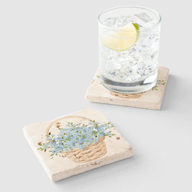 Flower Basket Stone Coaster (Side)