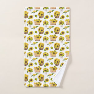 Flower basket sunflowers cute hand towel