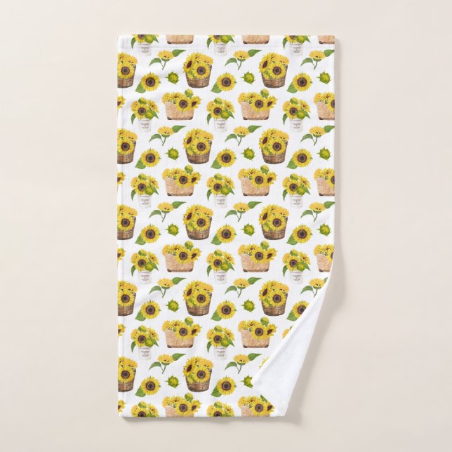 Flower basket sunflowers cute  hand towel (Hand Towel)