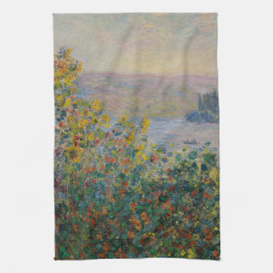 Flower Beds at Vetheuil by Claude Monet Tea Towel