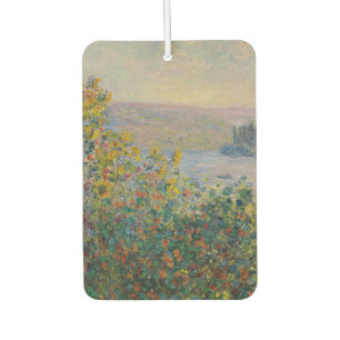 Flower Beds at Vétheuil, Impressionist Landscape Car Air Freshener