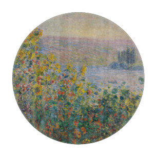 Flower Beds at Vétheuil, Impressionist Landscape Cutting Board