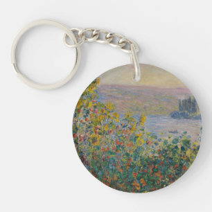Flower Beds at Vétheuil, Impressionist Landscape Key Ring