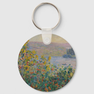 Flower Beds at Vétheuil, Impressionist Landscape Key Ring
