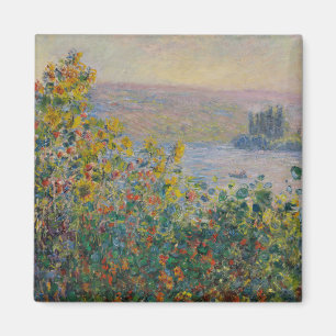 Flower Beds at Vétheuil, Impressionist Landscape Magnet