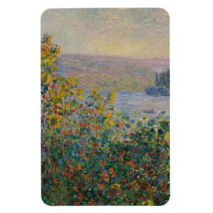 Flower Beds at Vétheuil, Impressionist Landscape Magnet