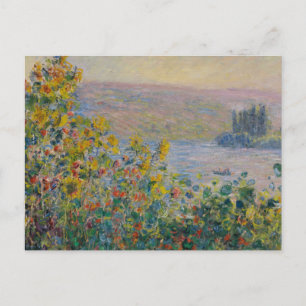 Flower Beds at Vétheuil, Impressionist Landscape Postcard