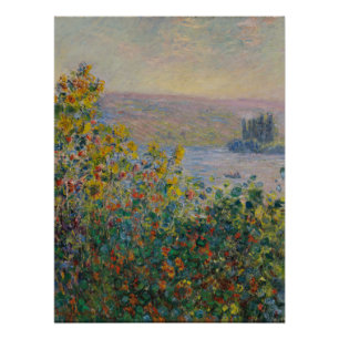 Flower Beds at Vétheuil, Impressionist Landscape Poster