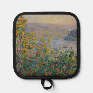 Flower Beds at Vétheuil, Impressionist Landscape Pot Holder