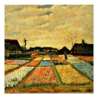 Flower Beds in Holland, fine art painting Poster