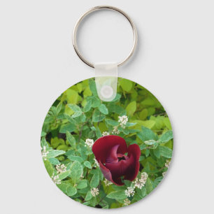 flower beds in spring key ring