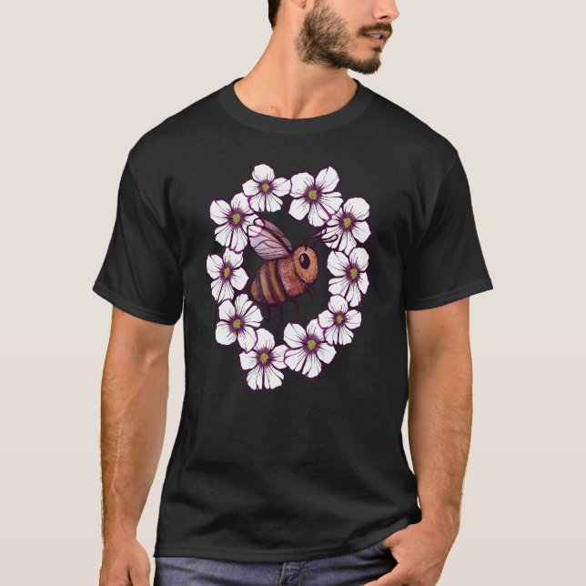 Flower Bee Artwork nature   T-Shirt (Front)