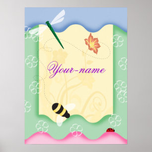 Flower Bee Personalised Poster