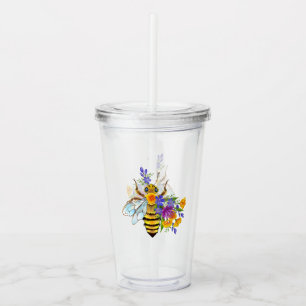 Flower bee with wild plants acrylic tumbler