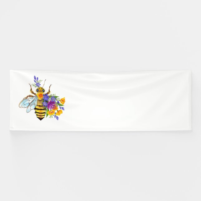 Flower bee with wild plants banner (Horizontal)