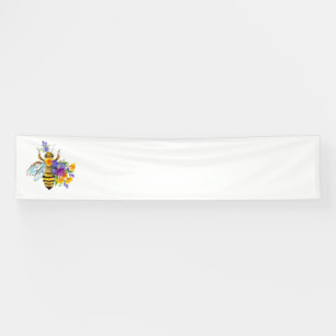 Flower bee with wild plants banner