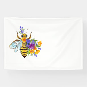 Flower bee with wild plants banner