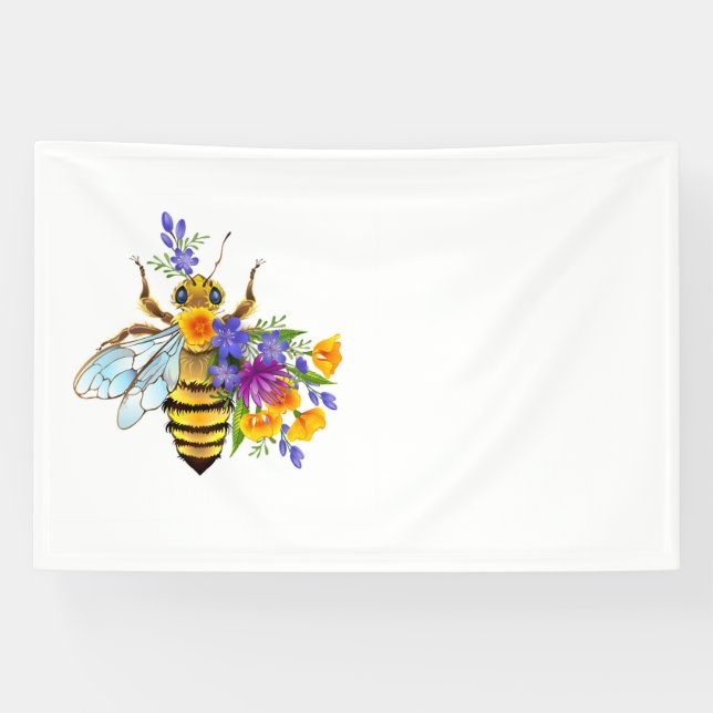 Flower bee with wild plants banner (Horizontal)