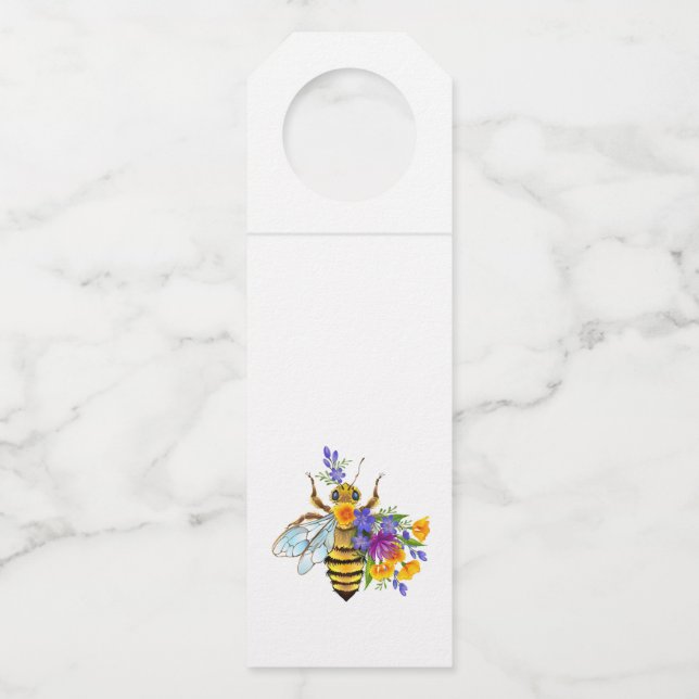 Flower bee with wild plants bottle tag (Front)