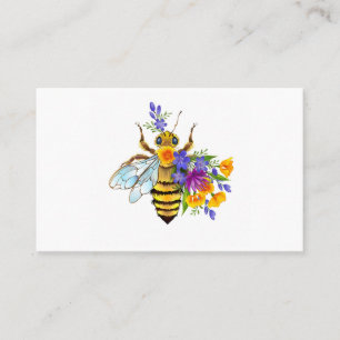 Flower bee with wild plants business card