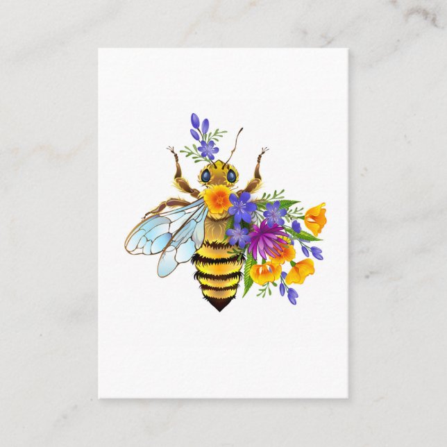 Flower bee with wild plants calling card (Front)