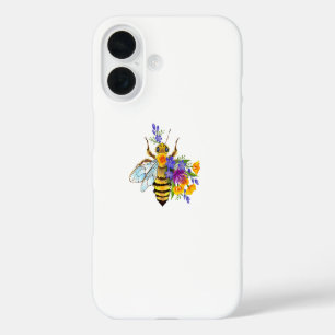 Flower bee with wild plants iPhone 16 case
