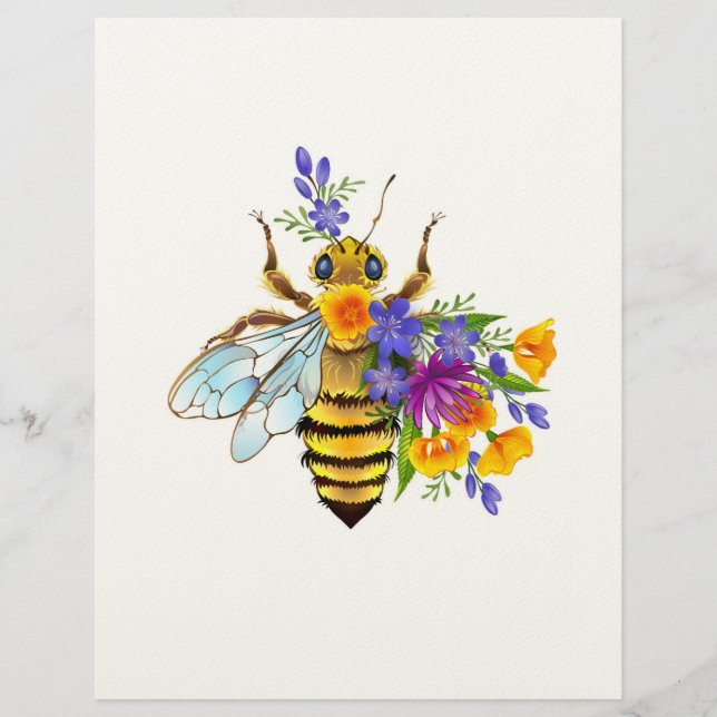 Flower bee with wild plants custom letterhead (Front)
