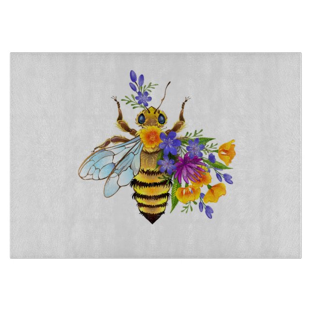 Flower bee with wild plants cutting board (Front)