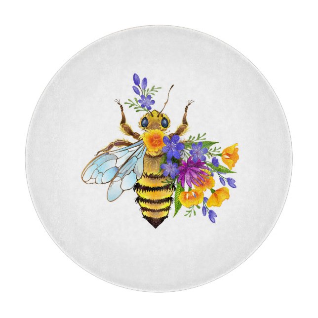 Flower bee with wild plants cutting board (Front)