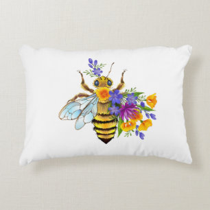 Flower bee with wild plants decorative cushion