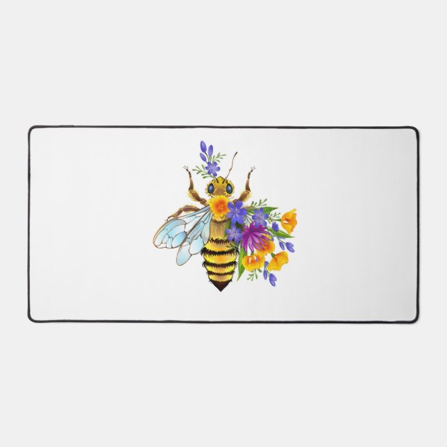 Flower bee with wild plants desk mat (Front)