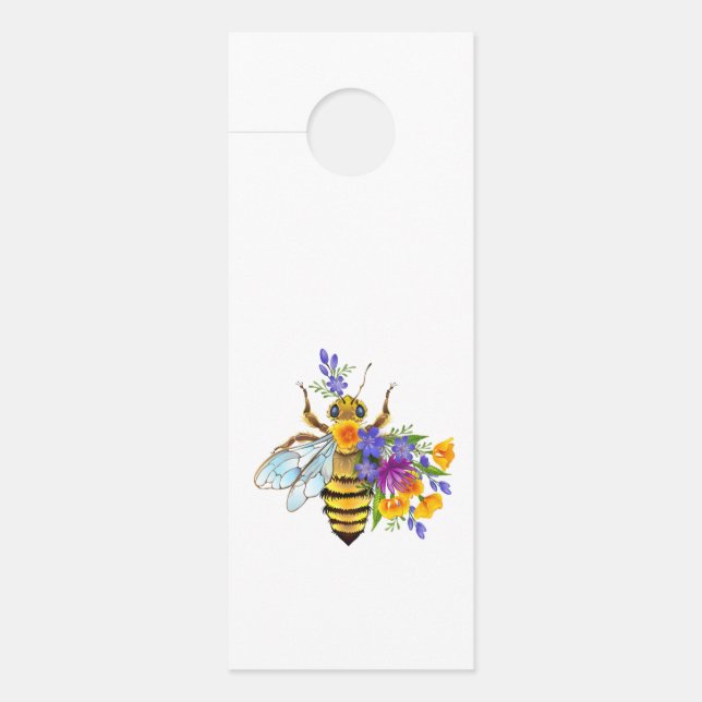 Flower bee with wild plants door hanger (Front)