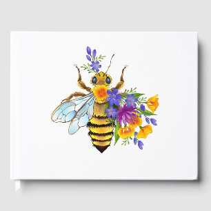 Flower bee with wild plants guest book