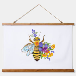 Flower bee with wild plants hanging tapestry