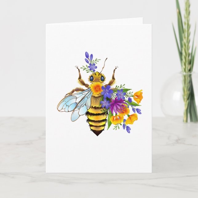Flower bee with wild plants holiday card (Front)