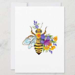 Flower bee with wild plants holiday card