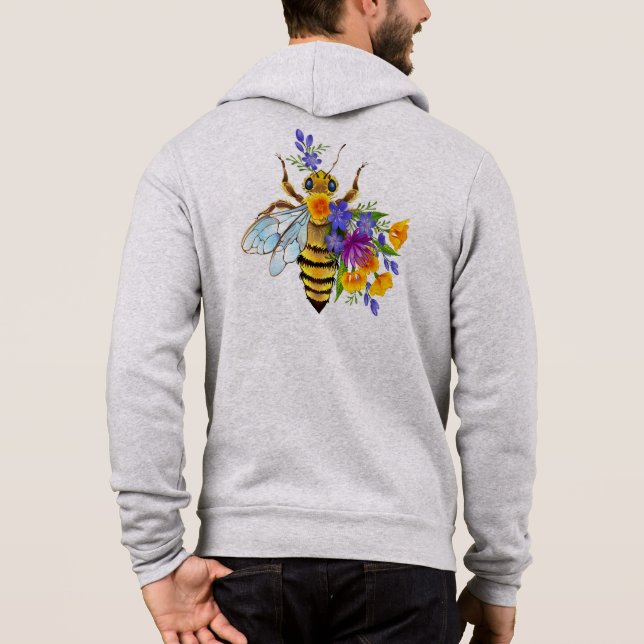 Flower bee with wild plants hoodie (Back)