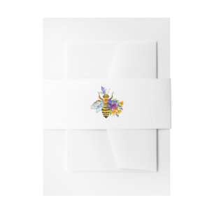 Flower bee with wild plants invitation belly band
