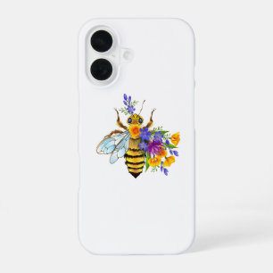 Flower bee with wild plants iPhone 16 case