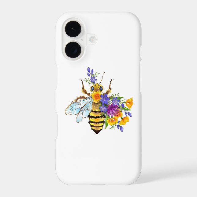 Flower bee with wild plants iPhone case (Back)