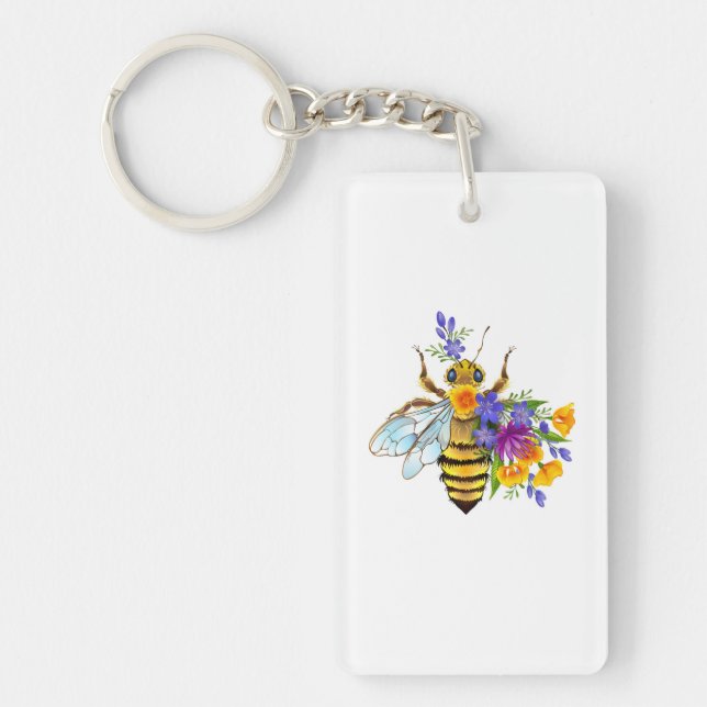 Flower bee with wild plants key ring (Front)