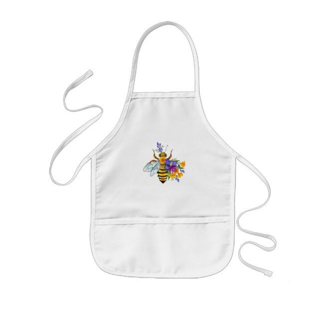 Flower bee with wild plants kids apron (Front)