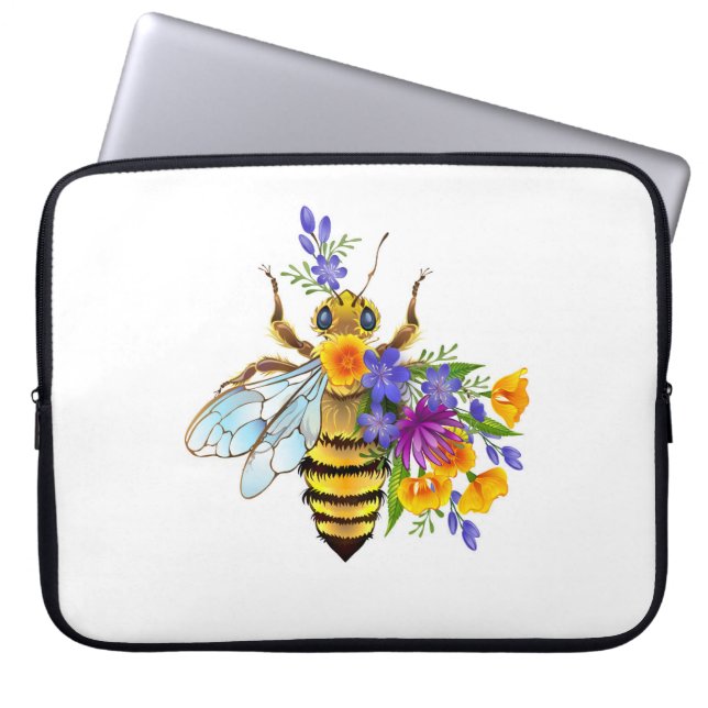 Flower bee with wild plants laptop sleeve (Front)
