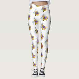 Flower bee with wild plants leggings