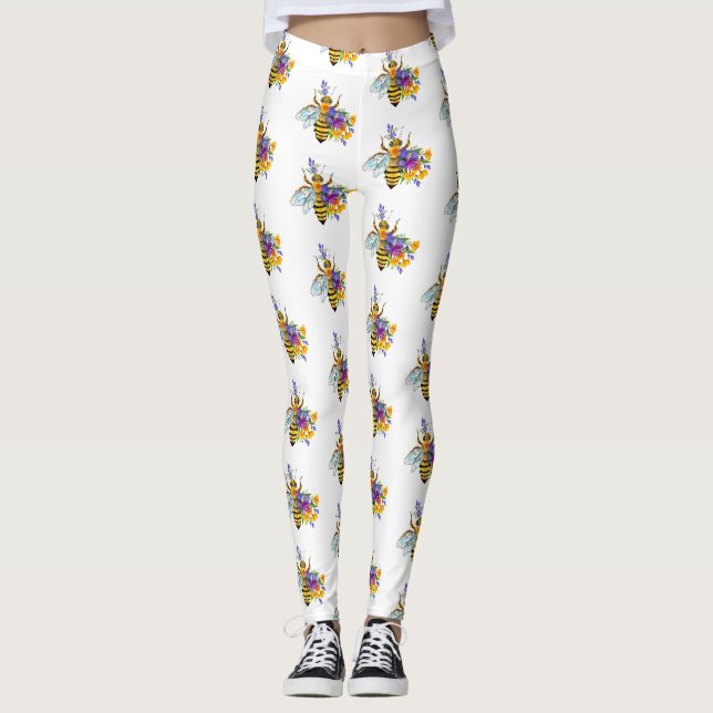 Flower bee with wild plants leggings (Front)