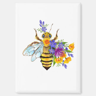 Flower bee with wild plants magnet